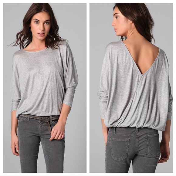 Soft Joie Tops - Soft Joie Foil Liza Top Grey XS Oversized Jersey Knit Dolman Sleeves